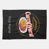 キュリワーストレトロソーセージヴィンテージフリフランスのーズ キッチンタオル (横)