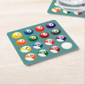 キューカラフルボール スクエアペーパーコースター (アングル)