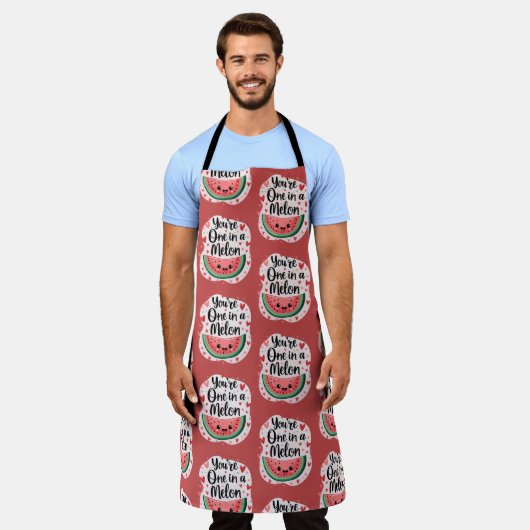キューカワイイ「ひとつだけのメロン」かわいいメロンパン エプロン (着用した状態)