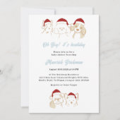 キューキュー子犬のクリスマスハウリデー ベイビーシャワー 招待状 (正面)