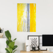 'キュー'グレーと黄色の抽象芸術アート ポスター (ホームオフィス)