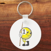 キュースティックカスタムを保持したビリヤード選手 キーホルダー (正面)