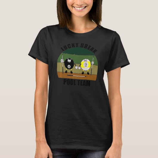 キュースポーツプールビリヤードTeam Lucky Break Pool Pr Tシャツ (正面)
