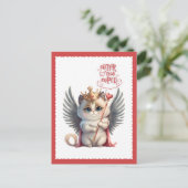 キューターズンキュピッドチビ(小さくかわいく書いた感じ)キャットバレンタイン シーズンポストカード (スタンド正面)