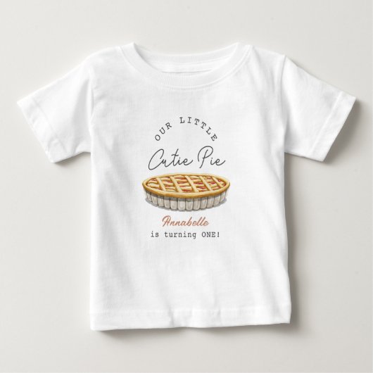 キューティパイ ガール 1歳の誕生日 ベビーTシャツ (正面)