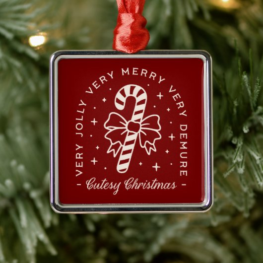 キューティークリスマスレッド名門私立校風のキャンディーケーン弓 メタルオーナメント (ツリー)