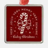 キューティークリスマスレッド名門私立校風のキャンディーケーン弓 メタルオーナメント (正面)