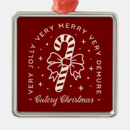 キューティークリスマスレッド名門私立校風のキャンディーケーン弓 メタルオーナメント