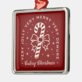 キューティークリスマスレッド名門私立校風のキャンディーケーン弓 メタルオーナメント (左)