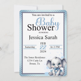 キューティーブルーエレファント - リトルピーナッツ 招待状