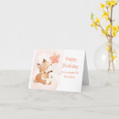 キュートあなたは星キツネおもしろい誕生日孫 カード (黄色い花)