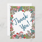 キュートありがとうネズミマウスの森の葉 ポストカード (正面/裏面)