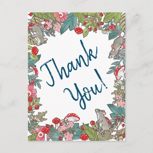 キュートありがとうネズミマウスの森の葉 ポストカード (正面)