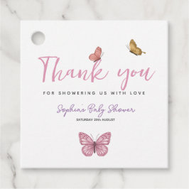 キュートありがとう蝶の女の子ベビーシャワー フェイバータグ