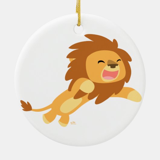キュートうれしそうな漫画ライオンオーナメント セラミックオーナメント (裏面)