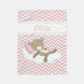 キュートおむつテディベアとカスタムモノグラム フリースブランケット (正面)