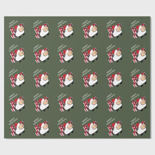 キュートおもしろいお洒落なクリスマスの羊のラッピング紙 ラッピングペーパー (フラット)