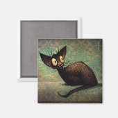 キュートおもしろいでブラックの東洋猫アート マグネット (正面/裏面)