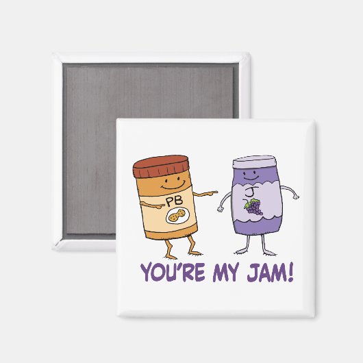 キュートおもしろいとピーナッツバターあなたは私のジャム マグネット (正面/裏面)
