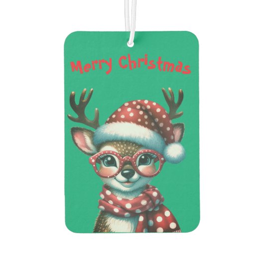 キュートおもしろいなクリスマスのトナカイ カーエアーフレッシュナー (裏面)