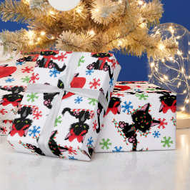 キュートおもしろいなクリスマスの不機嫌な猫 ラッピングペーパー