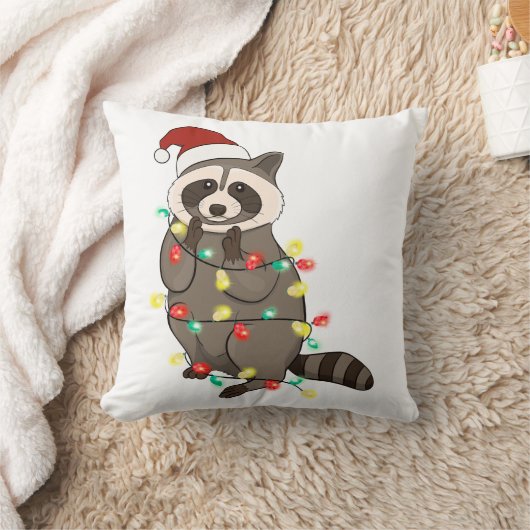 キュートおもしろいなクリスマスラクーン クッション (ブランケット)