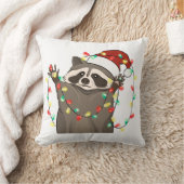 キュートおもしろいなクリスマスラクーン クッション (ブランケット)
