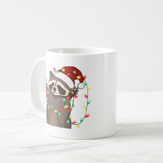 キュートおもしろいなクリスマスラクーン コーヒーマグカップ (正面左)