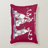 キュートおもしろいなクリスマス・カリブー アクセントクッション (正面(垂直))