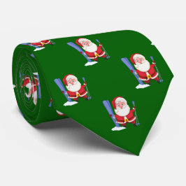 キュートおもしろいなスキーサンタクリスマスグリーン ネクタイ