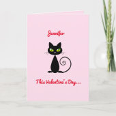 キュートおもしろいなバレンタインデーの黒猫の名前 カード (正面)