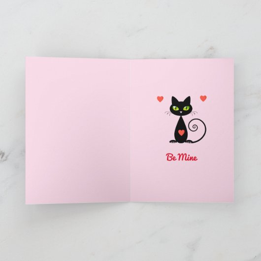 キュートおもしろいなバレンタインデーの黒猫の名前 カード (内部)