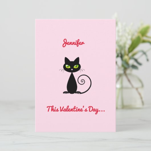 キュートおもしろいなバレンタインデーの黒猫の名前 シーズンカード (スタンド正面)