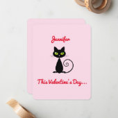 キュートおもしろいなバレンタインデーの黒猫の名前 ノートカード (正面/裏面インサイチュ)