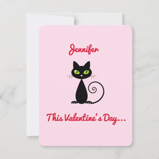 キュートおもしろいなバレンタインデーの黒猫の名前 ノートカード (正面)