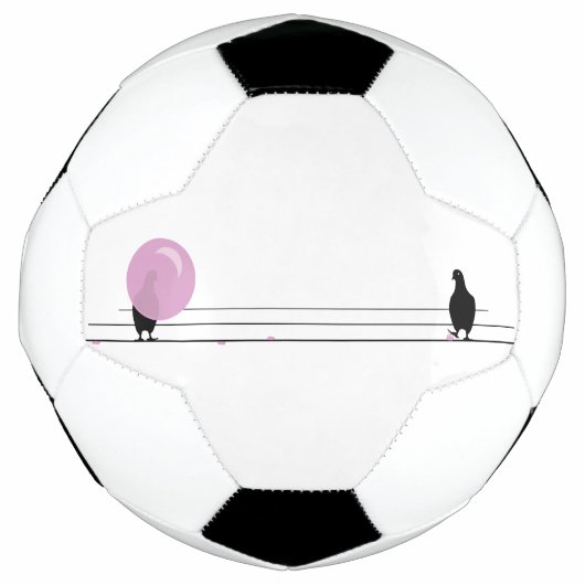 キュートおもしろいなピンクのバブルガムの鳥が針金に サッカーボール (正面)