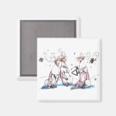 キュートおもしろいな歌うクリスマスのカリブー マグネット (正面/裏面)