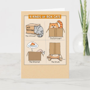 キュートおもしろいな猫の箱誕生日 カード