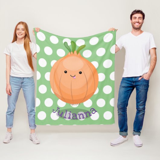 キュートおもしろいな茶色の玉ねぎ漫画イラストレーション フリースブランケット (インサイチュ)