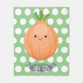 キュートおもしろいな茶色の玉ねぎ漫画イラストレーション フリースブランケット (正面)