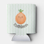 キュートおもしろいな茶色の玉ねぎ漫画イラストレーション 缶クーラー (裏面)