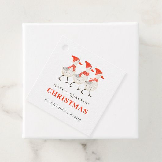 キュートおもしろいな赤い冬のクッキングクリスマスアヒル フェイバータグ (インサイチュ)