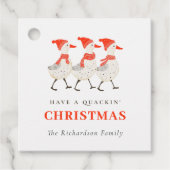 キュートおもしろいな赤い冬のクッキングクリスマスアヒル フェイバータグ (正面)