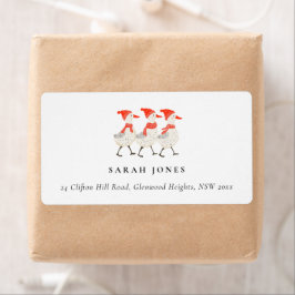 キュートおもしろいな赤い冬のクッキングクリスマスアヒル ラベル