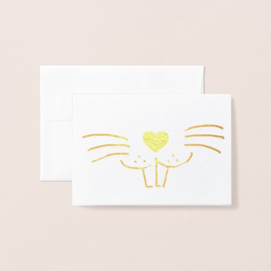 キュートおもしろいイースターバニー漫画イラストレーション 箔カード (封筒付き正面)