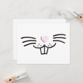 キュートおもしろいイースターバニー漫画顔イラストレーション カード (正面/裏面インサイチュ)