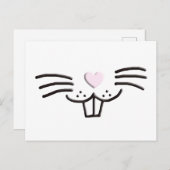 キュートおもしろいイースターバニー顔イラストレーション シーズンポストカード (正面/裏面)