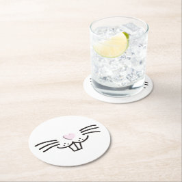 キュートおもしろいイースターバニー顔イラストレーション ラウンドペーパーコースター