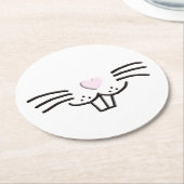 キュートおもしろいイースターバニー顔イラストレーション ラウンドペーパーコースター (アングル)
