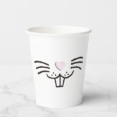 キュートおもしろいイースターバニー顔イラストレーション 紙コップ (裏面)